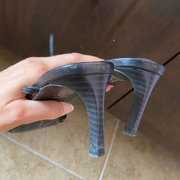 Zara black high heels sandal shoes with thin Crossed studded straps size 38 7.5 - Picture 8 of 11